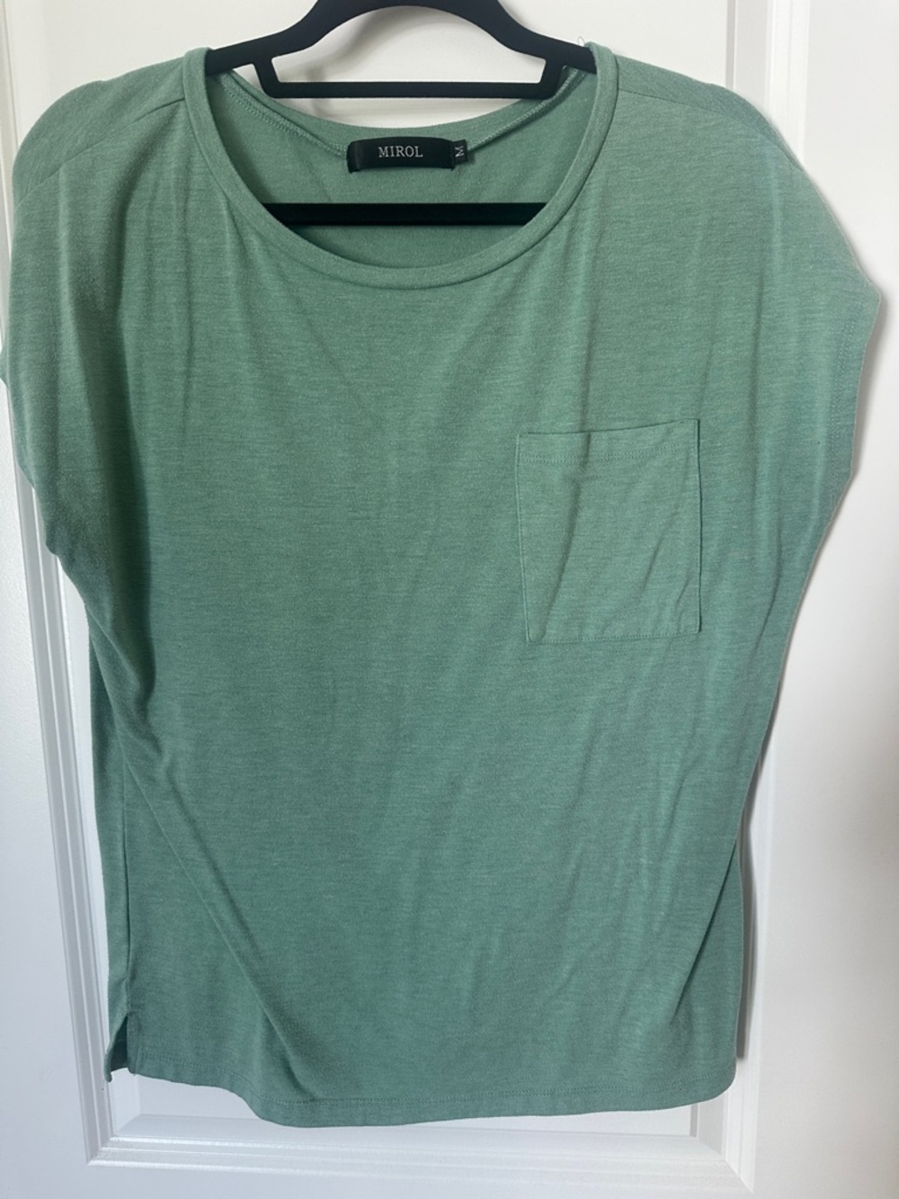 Mirol Sage Green Short Sleeve Pocket Tee for Women